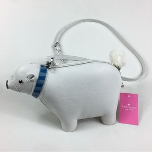 Kate Spade Artic Friends Polar Bear Leather Novelty Crossbody Shoulder Bag new